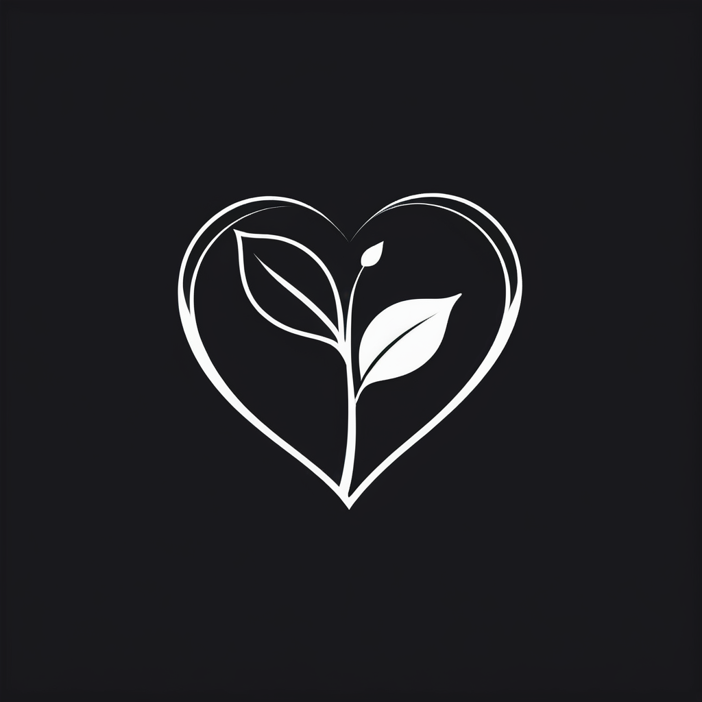 Minimalistyczne logo liścia w kształcie serca