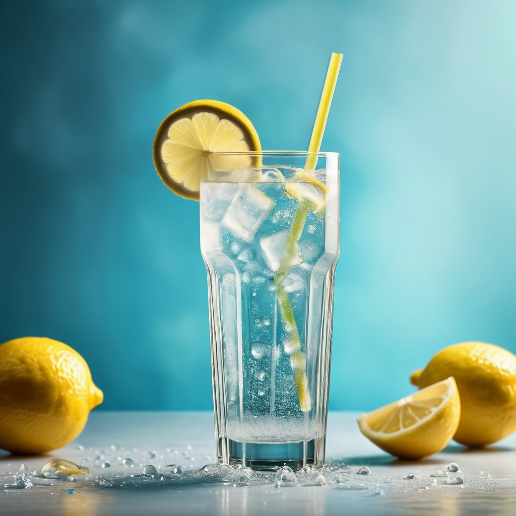 Lemoniada produktowa, krople wody, światło studyjne